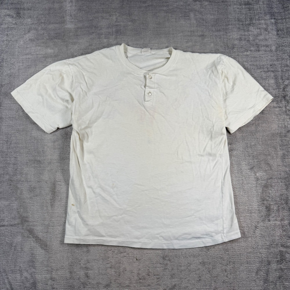 Vintage Pepsi Shirt Mens Large Cream Weekend Warriors 90s Henley Single Stitch